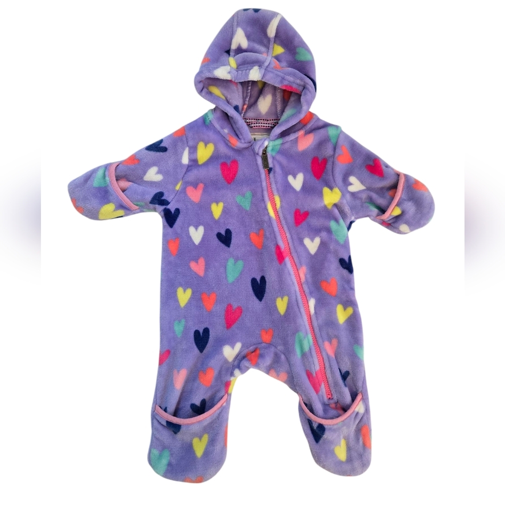 Hatley Colorful Pastel Heart Print Hooded Winter Bunting Suit